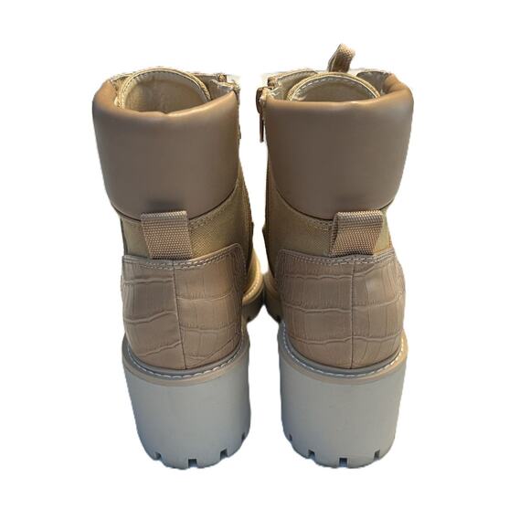 VGC Dolce Vita Hank Canvas Faux Leather Combat Winter Hiking Café/Tan Boots 8.5 - Picture 7 of 10